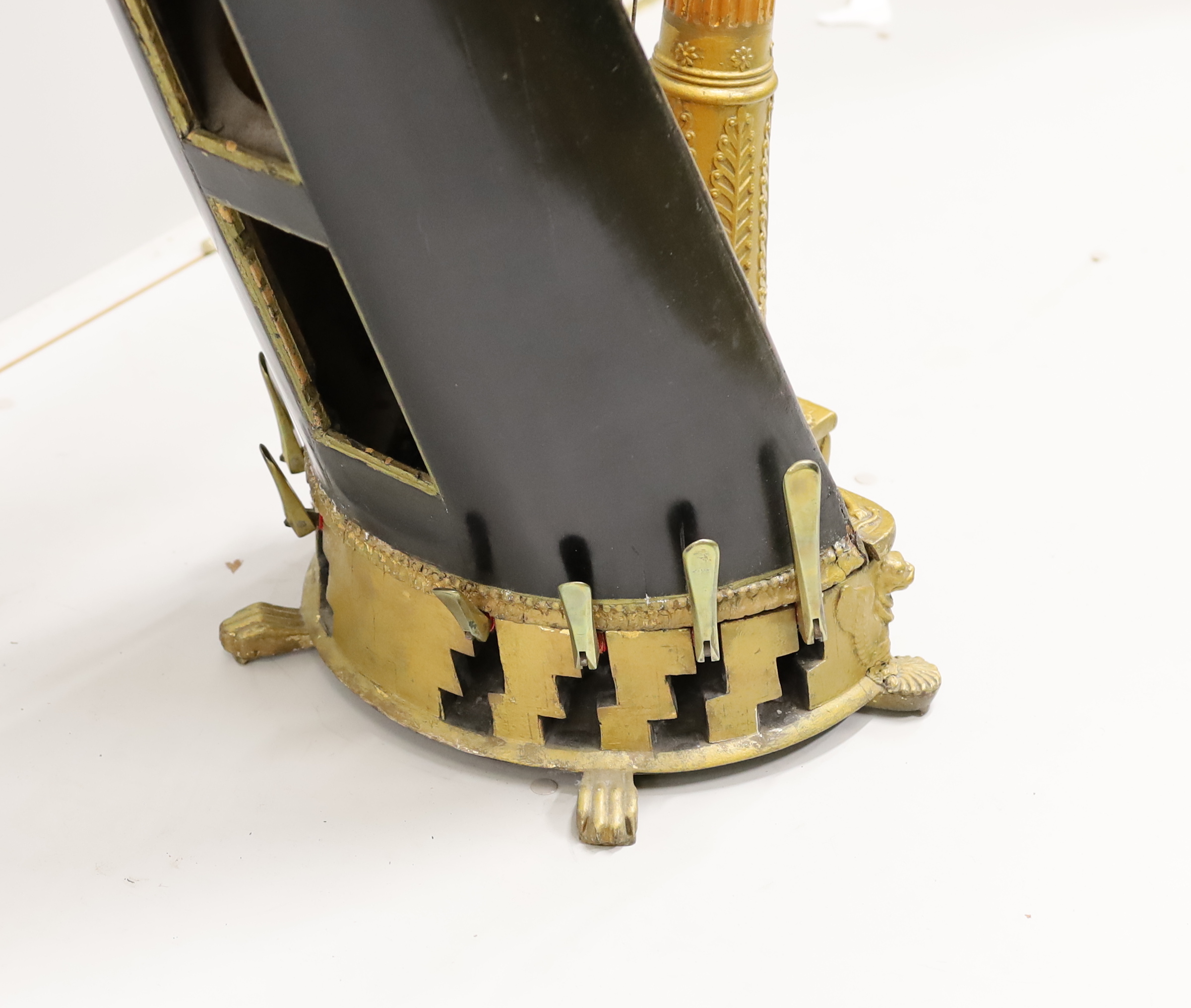A seven pedal harp by Sebastian Erard, 18 Great Marlborough St. London, Patent N4164, cedar soundboard, fluted pillar with gilt Classical style capital, 170.5cm high